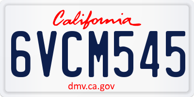 CA license plate 6VCM545