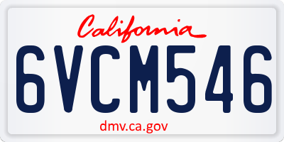 CA license plate 6VCM546