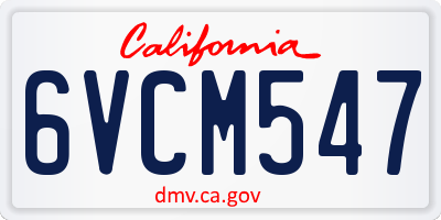 CA license plate 6VCM547