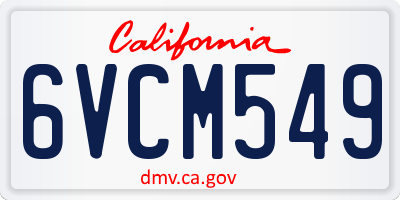 CA license plate 6VCM549