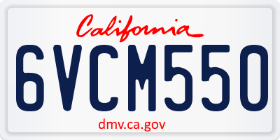 CA license plate 6VCM550