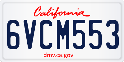 CA license plate 6VCM553