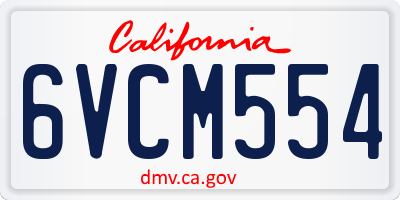 CA license plate 6VCM554