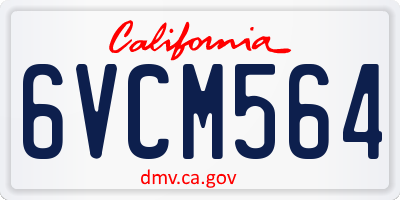 CA license plate 6VCM564