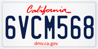 CA license plate 6VCM568