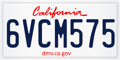 CA license plate 6VCM575