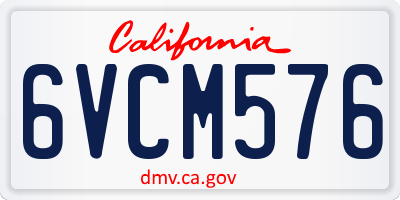 CA license plate 6VCM576
