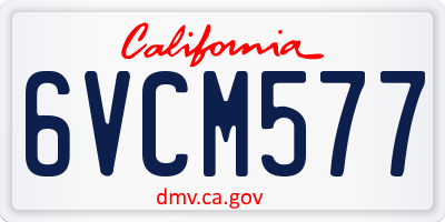 CA license plate 6VCM577