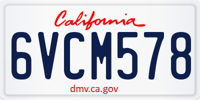 CA license plate 6VCM578