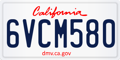 CA license plate 6VCM580