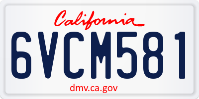 CA license plate 6VCM581