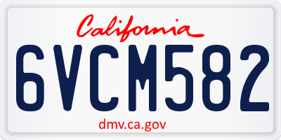 CA license plate 6VCM582