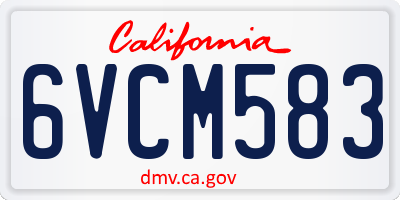 CA license plate 6VCM583