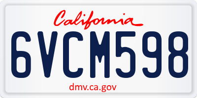CA license plate 6VCM598