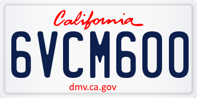 CA license plate 6VCM600