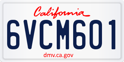 CA license plate 6VCM601