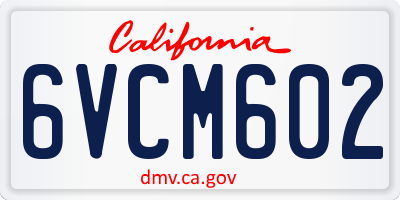 CA license plate 6VCM602