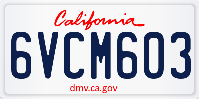 CA license plate 6VCM603