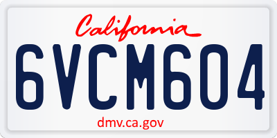 CA license plate 6VCM604