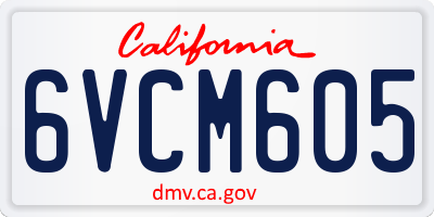 CA license plate 6VCM605