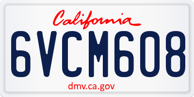 CA license plate 6VCM608