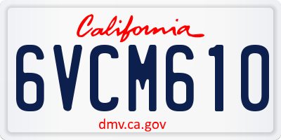 CA license plate 6VCM610
