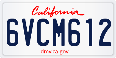 CA license plate 6VCM612