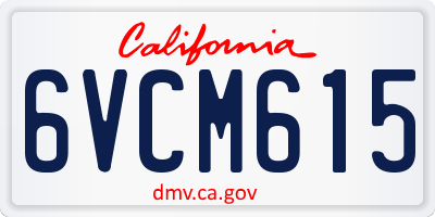 CA license plate 6VCM615