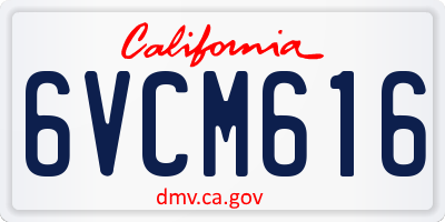 CA license plate 6VCM616
