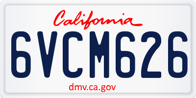CA license plate 6VCM626