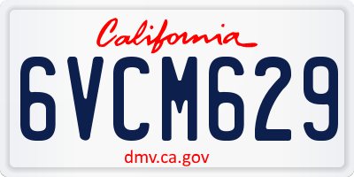 CA license plate 6VCM629