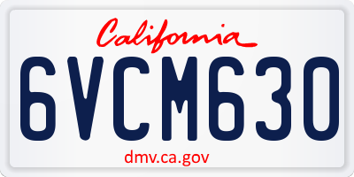 CA license plate 6VCM630