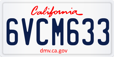 CA license plate 6VCM633