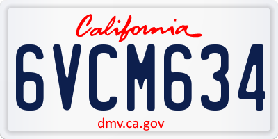 CA license plate 6VCM634