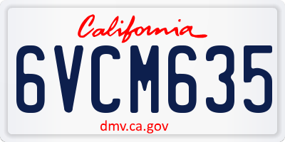 CA license plate 6VCM635