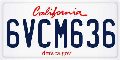 CA license plate 6VCM636