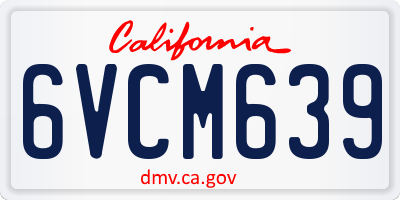 CA license plate 6VCM639