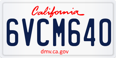 CA license plate 6VCM640