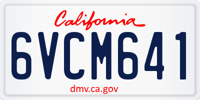 CA license plate 6VCM641