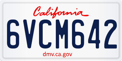 CA license plate 6VCM642