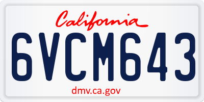CA license plate 6VCM643