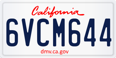 CA license plate 6VCM644