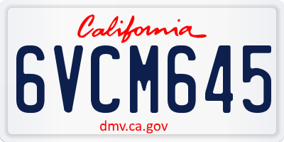 CA license plate 6VCM645