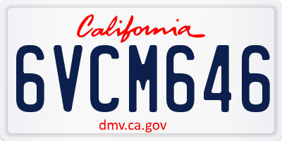 CA license plate 6VCM646