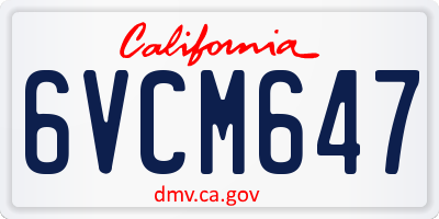 CA license plate 6VCM647