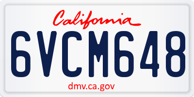 CA license plate 6VCM648