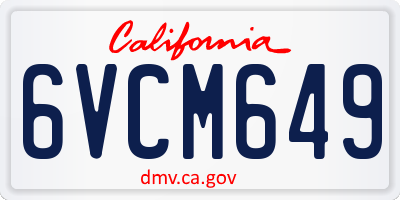 CA license plate 6VCM649