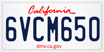 CA license plate 6VCM650