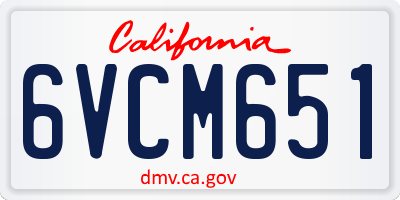 CA license plate 6VCM651