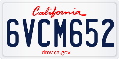CA license plate 6VCM652